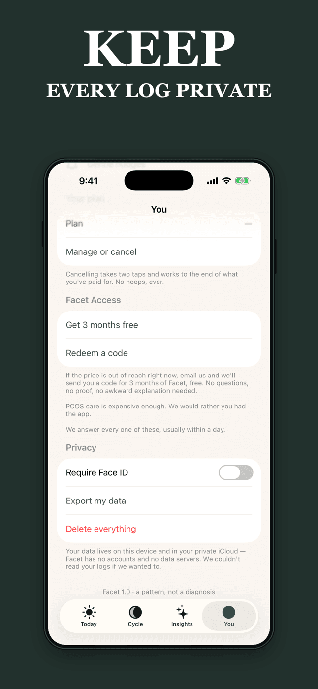 Keep every log private — Facet's privacy settings